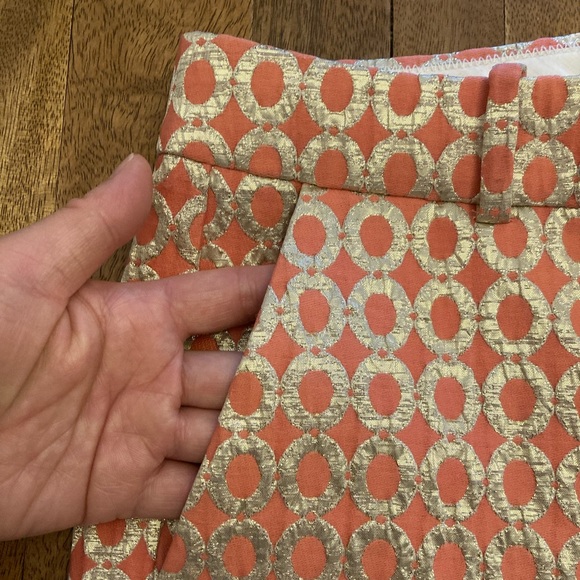 NWT never worn J. Crew Collection cafe capri in gilded dot melon brocade, size 6 - Picture 7 of 10